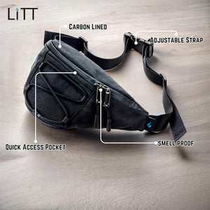 LiTT - Stash Bum Bag - Carbon Lined Stash Bum Bag Adjustable Strap and Discreet Storage