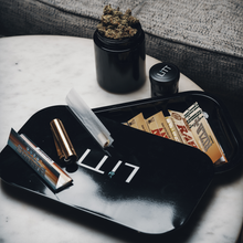 Load image into Gallery viewer, Litt Stash Metal Rolling Tray with Magnetic Rolling Lid - Large (BLACK)
