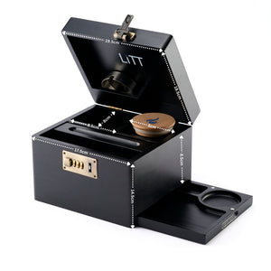 LITT - Lockable Stash Box Set with Glass Jar, Hidden Tray, and Storage Box (BLACK)