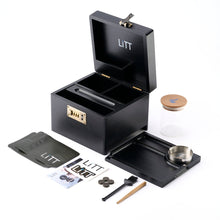 Load image into Gallery viewer, LITT - Lockable Stash Box Set with Glass Jar, Hidden Tray, and Storage Box (BLACK)
